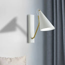 GobekUsa Modern Metallic Wall Lamp with Conic Design for Bedside - White/Black Finish 1 Head