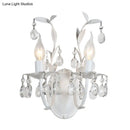 GobekUsa Modern Metallic Wall Light Fixture: Bare Bulb 1/2-Light Sconce with Crystal and Leaf Decoration – White