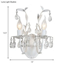 GobekUsa Modern Metallic Wall Light Fixture: Bare Bulb 1/2-Light Sconce with Crystal and Leaf Decoration – White