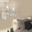 GobekUsa Modern Metallic Wall Light Fixture: Bare Bulb 1/2-Light Sconce with Crystal and Leaf Decoration – White