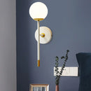 GobekUsa Modern Milk Frosted Glass Wall Sconce in White-Brass - Long Arm Bedside Lamp Kit