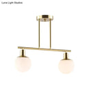 GobekUsa Modern Milk Glass Orb Linear Chandelier Pendant Light - 2/3 Heads, Gold Finish