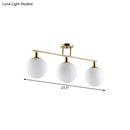 GobekUsa Modern Milk Glass Orb Linear Chandelier Pendant Light - 2/3 Heads, Gold Finish