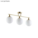GobekUsa Modern Milk Glass Orb Linear Chandelier Pendant Light - 2/3 Heads, Gold Finish