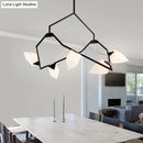 GobekUsa Modern Milk Glass Tree Branch Ceiling Suspension Lamp, Black/Gold Hanging Light Fixture - 5/8 Bulbs for Dining Room