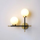 GobekUsa Modern Mini Globe Milk Glass Wall Sconce - 2-Light Black Fixture for Foyer