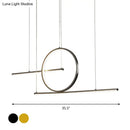 GobekUsa Nordic Black/Gold Metal Pendant Lighting with Dual Lines - LED Island Light Fixture in Warm/White Light