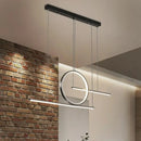 GobekUsa Nordic Black/Gold Metal Pendant Lighting with Dual Lines - LED Island Light Fixture in Warm/White Light