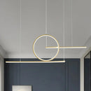 GobekUsa Nordic Black/Gold Metal Pendant Lighting with Dual Lines - LED Island Light Fixture in Warm/White Light