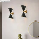 GobekUsa Modern Metal Hourglass Wall Mount Light Fixture with 2 Bulbs - Black Wall Lighting