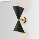 GobekUsa Modern Metal Hourglass Wall Mount Light Fixture with 2 Bulbs - Black Wall Lighting