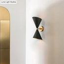 GobekUsa Modern Metal Hourglass Wall Mount Light Fixture with 2 Bulbs - Black Wall Lighting