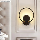 GobekUsa Halo Ring Metallic Sconce Light - Minimalist Black LED Wall Lamp in Warm/White Light