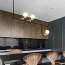 GobekUsa Black Metal Triple-Light Globe Chandelier for Dining Rooms