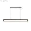 GobekUsa Minimalist LED Black Pendant Lamp with Rectangle Frame Iron Island Fixture in Warm/White Light
