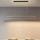 GobekUsa Minimalist LED Black Pendant Lamp with Rectangle Frame Iron Island Fixture in Warm/White Light