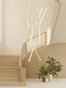 GobekUsa Black Round Tube LED Chandelier for Duplex Loft Stair - Interior Lighting Decoration