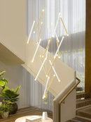 GobekUsa Black Round Tube LED Chandelier for Duplex Loft Stair - Interior Lighting Decoration