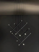 GobekUsa Black Round Tube LED Chandelier for Duplex Loft Stair - Interior Lighting Decoration