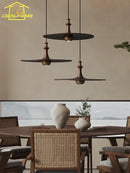 GobekUsa Black Solid Wood Saucer Pendant Lights, LED GU10, Minimalist Design