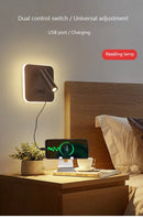 GobekUsa LED Wall Lamp USB Charging Bedroom Hotel Bedside Reading Sconce Switch