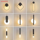 GobekUsa Black Ring Pendant Lamp Dimmable LED Ceiling Hanging Light