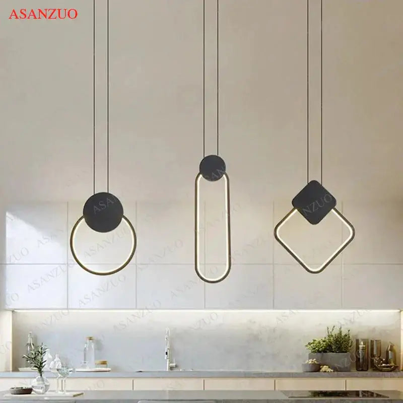 GobekUsa Black Ring Pendant Lamp Dimmable LED Ceiling Hanging Light, photo 3 of 24