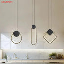 GobekUsa Black Ring Pendant Lamp Dimmable LED Ceiling Hanging Light