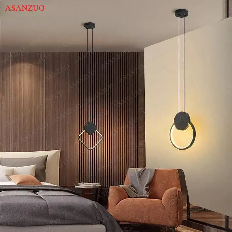 GobekUsa Black Ring Pendant Lamp Dimmable LED Ceiling Hanging Light, photo 4 of 24