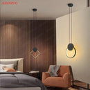 GobekUsa Black Ring Pendant Lamp Dimmable LED Ceiling Hanging Light