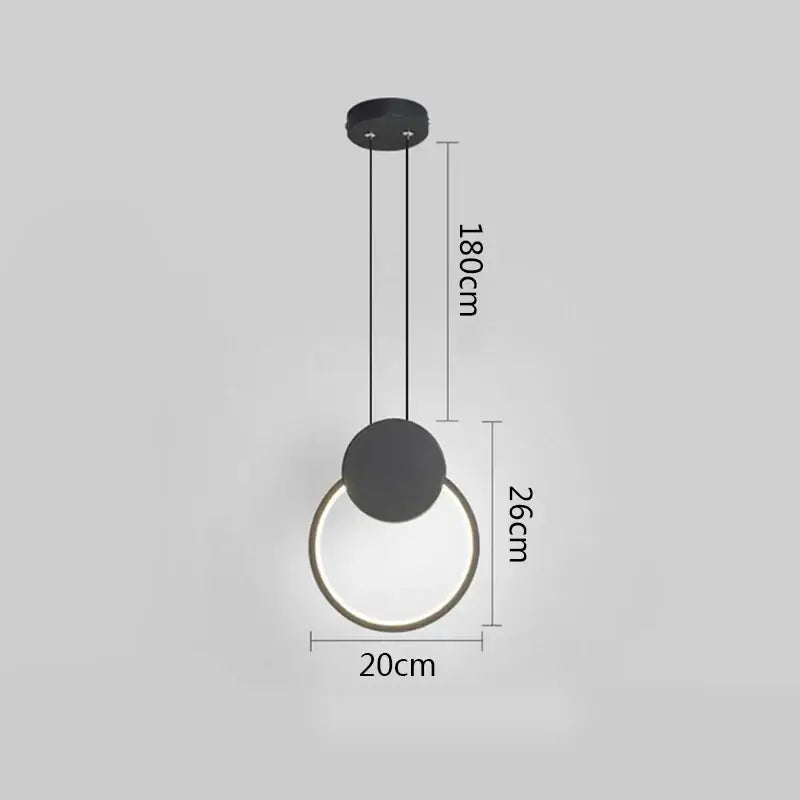 GobekUsa Black Ring Pendant Lamp Dimmable LED Ceiling Hanging Light, photo 15 of 24