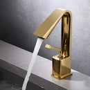 GobekUsa Brush Gold Basin Faucet Single Lever Hot Cold Mixer Sink Tap Vanity