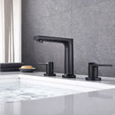GobekUsa Brush Gold Widespread Basin Faucet Three Hole Mixer, Hot Cold, 8" Centers