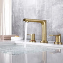 GobekUsa Brush Gold Widespread Basin Faucet Three Hole Mixer, Hot Cold, 8" Centers