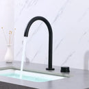 GobekUsa Brushed Gold Basin Faucet: Widespread Chrome Sink Tap with 360 Rotation