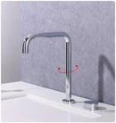 GobekUsa Brushed Gold Basin Faucet: Widespread Chrome Sink Tap with 360 Rotation