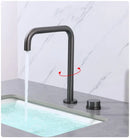 GobekUsa Brushed Gold Basin Faucet: Widespread Chrome Sink Tap with 360 Rotation