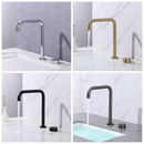 GobekUsa Brushed Gold Basin Faucet: Widespread Chrome Sink Tap with 360 Rotation