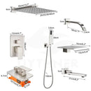 GobekUsa Brushed Nickel Shower System with Rain Shower Head for Wall Mounted Bathroom