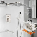 GobekUsa Brushed Nickel Shower System with Rain Shower Head for Wall Mounted Bathroom