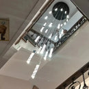 GobekUsa Crystal Chrome LED Chandelier: Elegant Duplex Stair Lighting for Modern Interiors