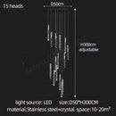 GobekUsa Crystal Chrome LED Chandelier: Elegant Duplex Stair Lighting for Modern Interiors