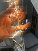 GobekUsa Crystal Chrome LED Chandelier: Elegant Duplex Stair Lighting for Modern Interiors