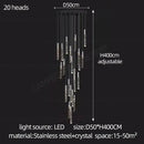 GobekUsa Crystal Chrome LED Chandelier: Elegant Duplex Stair Lighting for Modern Interiors