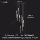 GobekUsa Crystal Chrome LED Chandelier: Elegant Duplex Stair Lighting for Modern Interiors