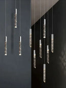 GobekUsa Crystal Chrome LED Chandelier: Elegant Duplex Stair Lighting for Modern Interiors
