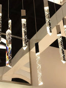 GobekUsa Crystal Chrome LED Chandelier: Elegant Duplex Stair Lighting for Modern Interiors