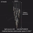 GobekUsa Crystal Chrome LED Chandelier: Elegant Duplex Stair Lighting for Modern Interiors