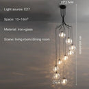 GobekUsa Glass Ball LED Chandelier, Modern Minimalist Loft Villa Staircase Decor