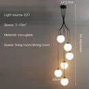 GobekUsa Glass Ball LED Chandelier, Modern Minimalist Loft Villa Staircase Decor